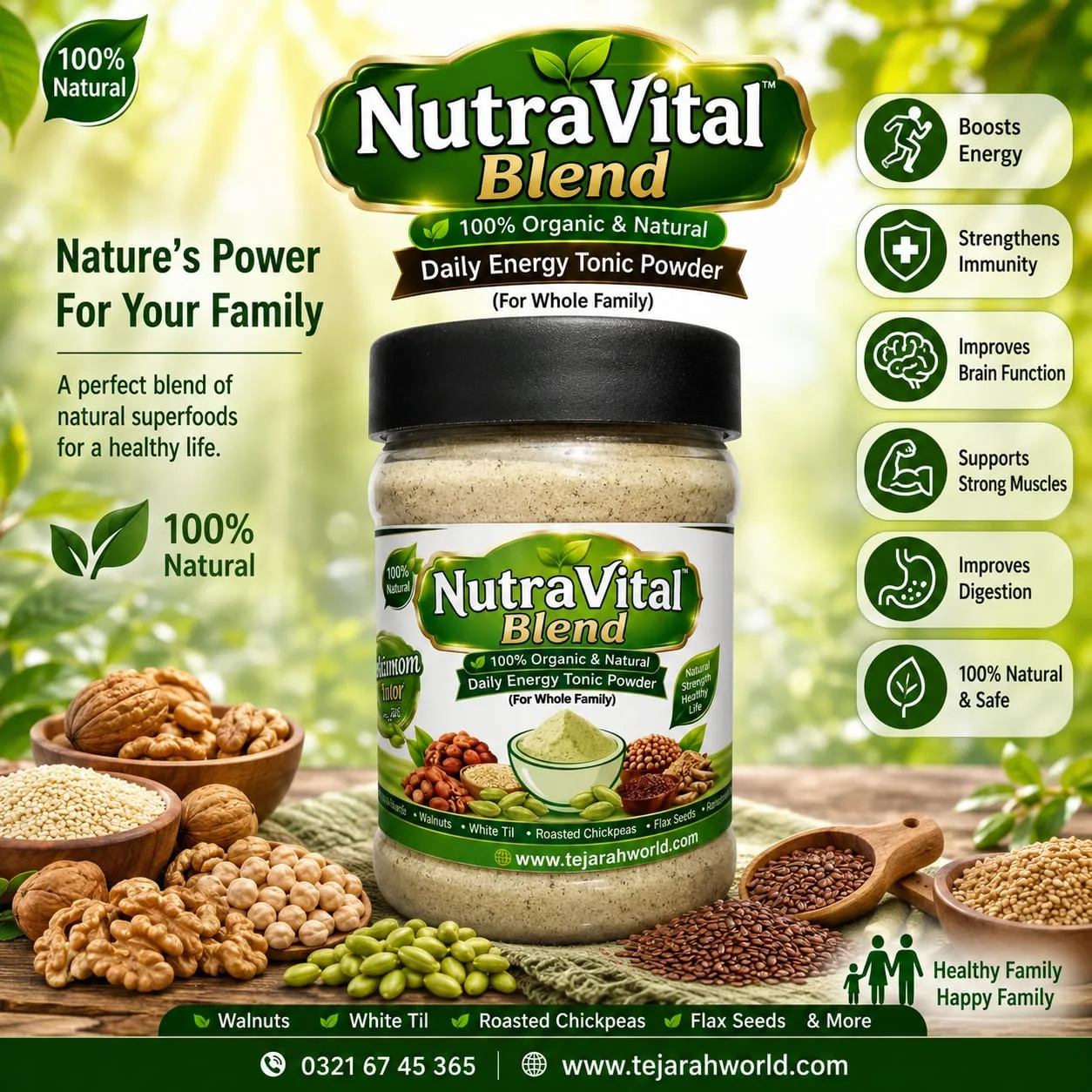 NutraVital Blend 100 Gm- 100% Organic & Natural Daily Energy Tonic Powder (For Whole Family)